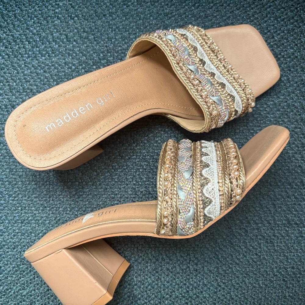 Madden Girl Tan Embellished Heels